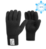 Одинарные полушерстяные перчатки (50% шерсть + 50% акрил) (утепляющие вкладыши), 10 класс, черные